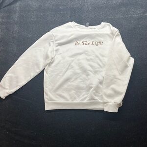 SHEIN White Crew Neck Sweater with Brown Text